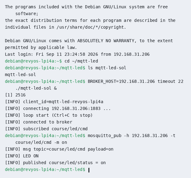 mqtt-led 收到 on 后 published status=on